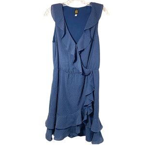 S B causal dress sleeveless blue gold polka dots size six